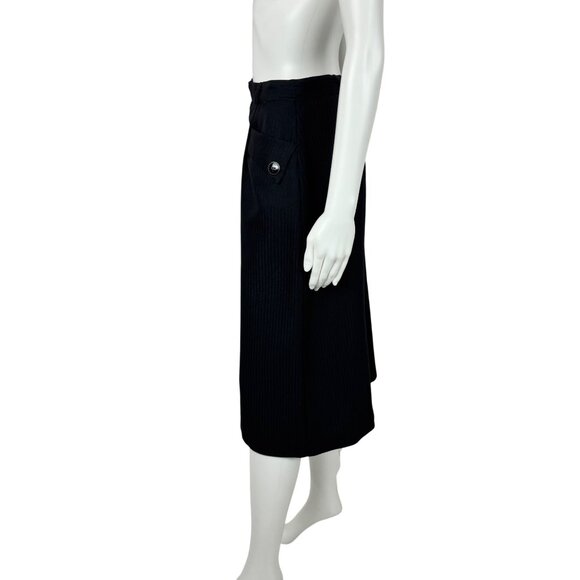 Vintage 70s Black Skirt Women's Small Striped Retro 50s Style High Waisted Hip - Picture 5 of 8